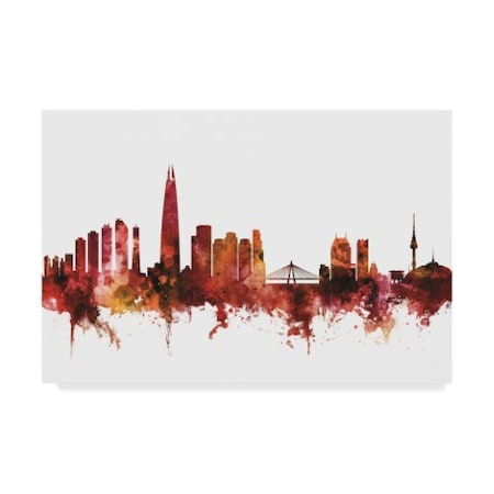 Michael Tompsett 'Seoul Skyline South Korea Red' Canvas Art,22x32